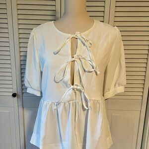 Amazon White Bow-Tie Blouse